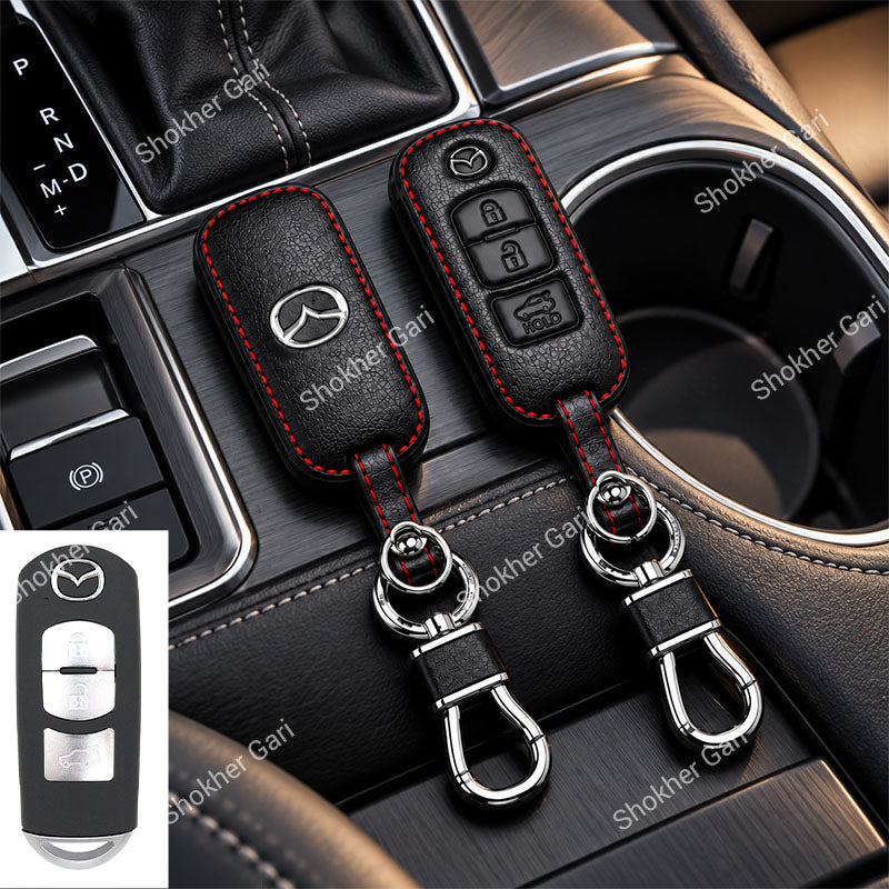 M/Y Mazda Pu Leather Remote cover 2,3 Button Keychain