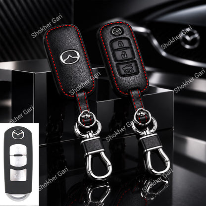M/Y Mazda Pu Leather Remote cover 2,3 Button Keychain