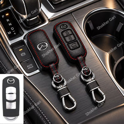 M/Y Mazda Pu Leather Remote cover 2,3 Button Keychain