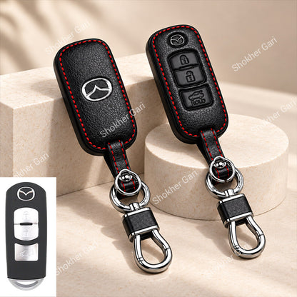 M/Y Mazda Pu Leather Remote cover 2,3 Button Keychain