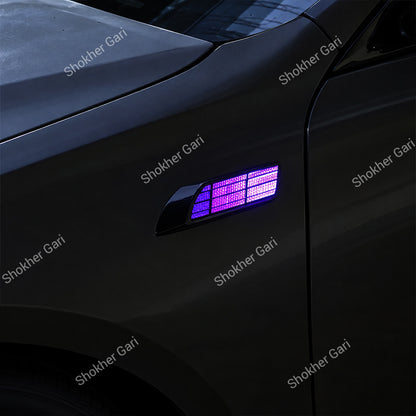 Car 2PCS Solar Flashing LED Warning Light Side Fender Decorative Lamp