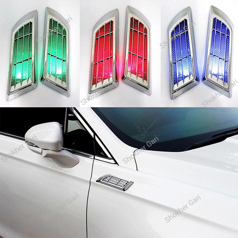 Car 2PCS Solar Flashing LED Warning Light Side Fender Decorative Lamp