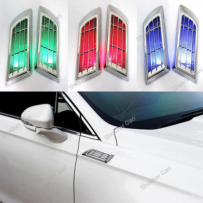 Car 2PCS Solar Flashing LED Warning Light Side Fender Decorative Lamp