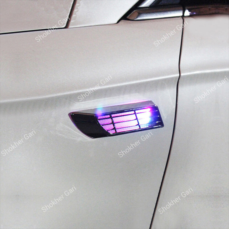 Car 2PCS Solar Flashing LED Warning Light Side Fender Decorative Lamp