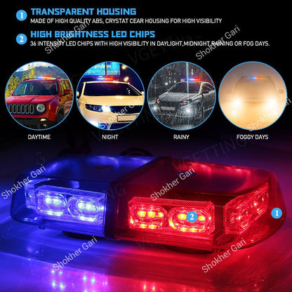 Car High Brightness Red Blue LED Flashing Warning Light
