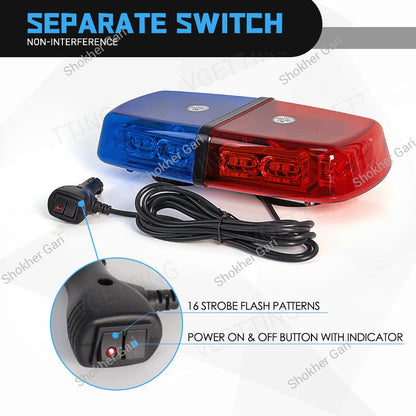 Car High Brightness Red Blue LED Flashing Warning Light