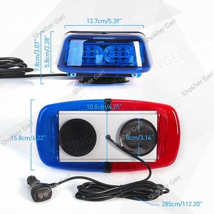 Car High Brightness Red Blue LED Flashing Warning Light