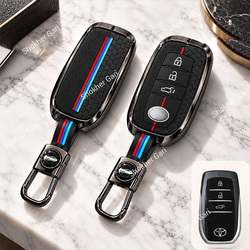 M/Y Car Black Red Metal Keychain Protective Remote Key Cover
