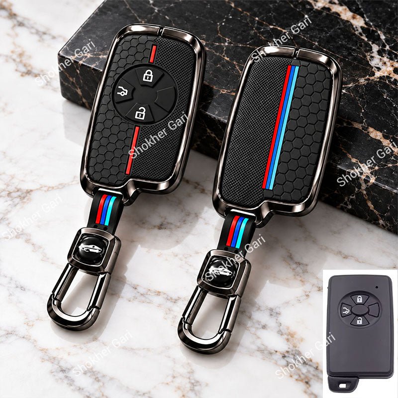 M/Y Car Black Red Metal Keychain Protective Remote Key Cover