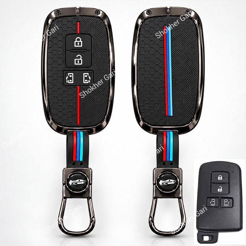 M/Y Car Black Red Metal Keychain Protective Remote Key Cover