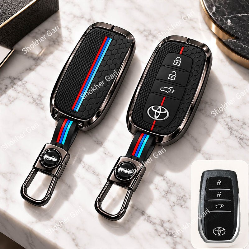 M/Y Car Black Red Metal Keychain Protective Remote Key Cover