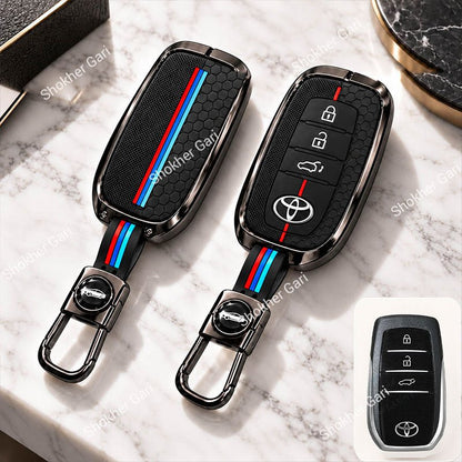 M/Y Car Black Red Metal Keychain Protective Remote Key Cover