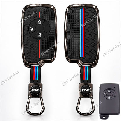 M/Y Car Black Red Metal Keychain Protective Remote Key Cover
