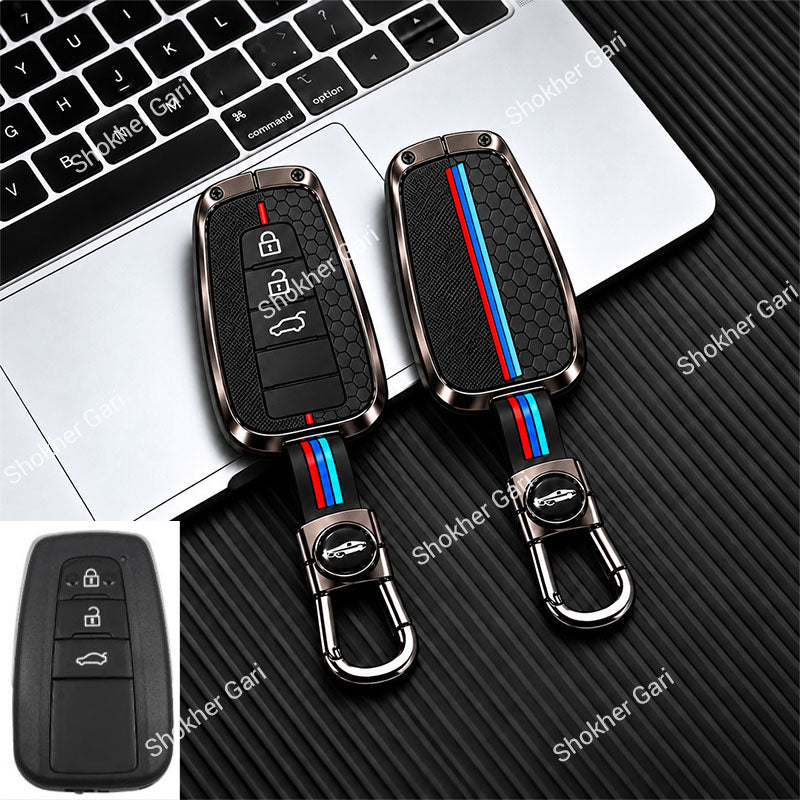 M/Y Car Black Red Metal Keychain Protective Remote Key Cover