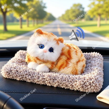 Car Cute Plush Cat Dashboard Toy with Meow Sound