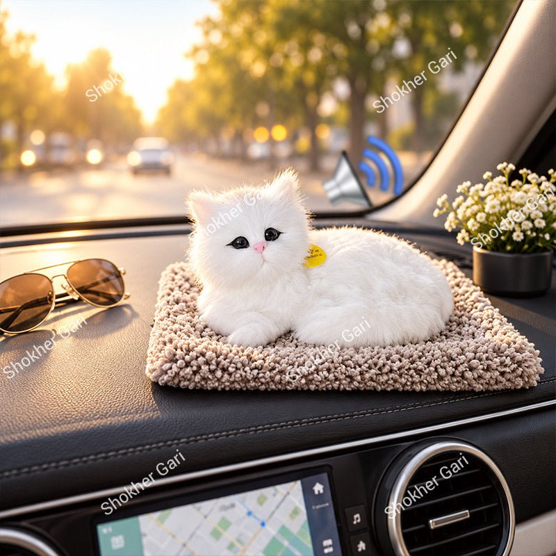 Car Cute Plush Cat Dashboard Toy with Meow Sound
