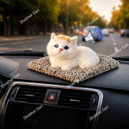 Car Cute Plush Cat Dashboard Toy with Meow Sound