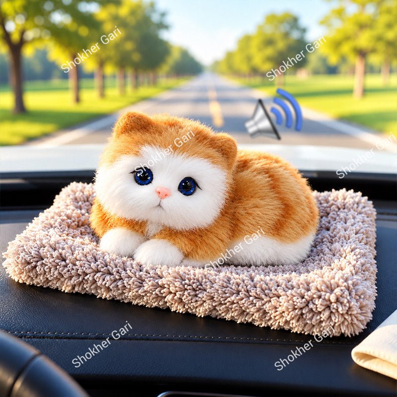 Car Cute Plush Cat Dashboard Toy with Meow Sound