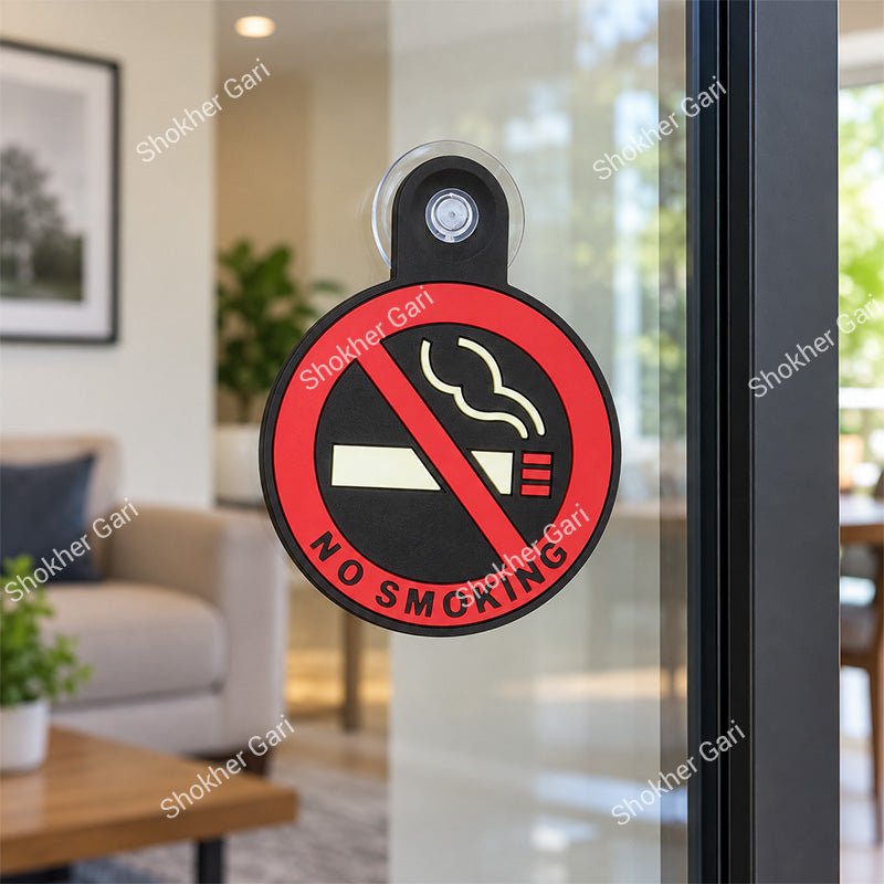 Car No Smoking Window Sticker with Suction Cup Red Warning Sign