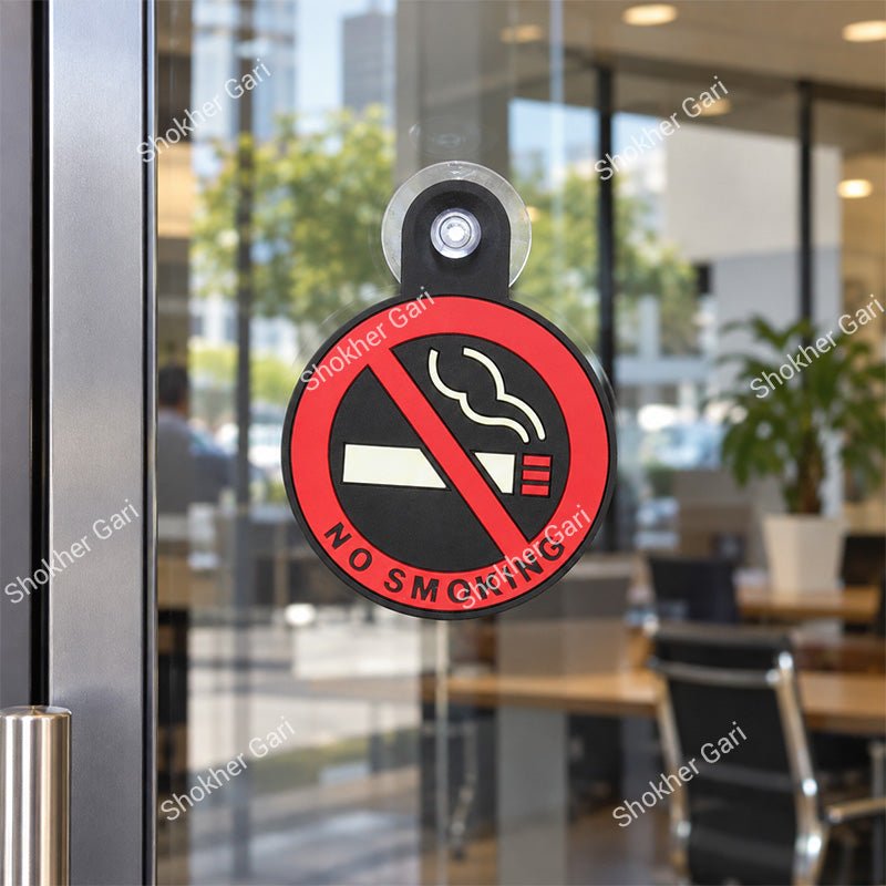 Car No Smoking Window Sticker with Suction Cup Red Warning Sign