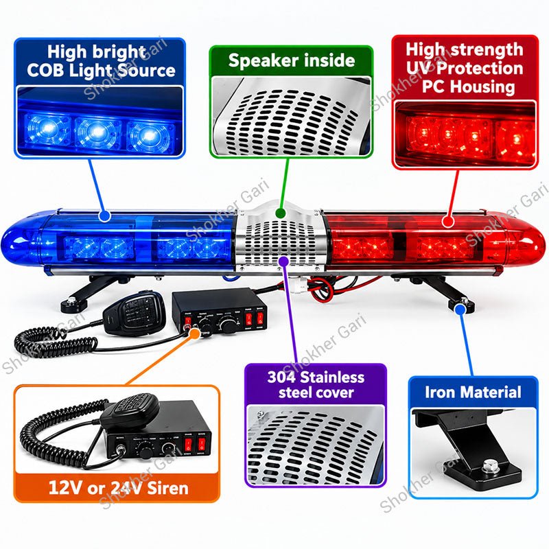 Car 300W LED Police Bar Light Ambulance Light with Siren and Voice Talk System