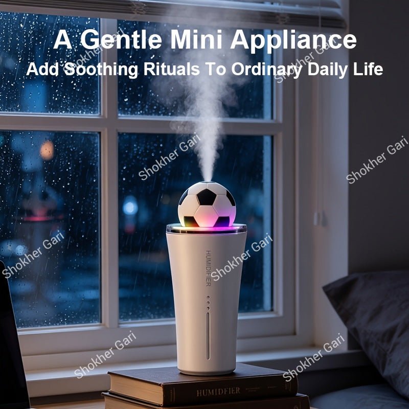 Car Soccer Ball Mini Humidifier with LED Light and Aroma Diffuser