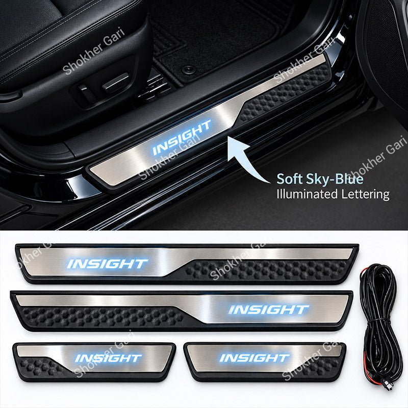 M/Y Car LED Welcome Door Sill Plate Premium Stainless Steel Protector 4pcs set