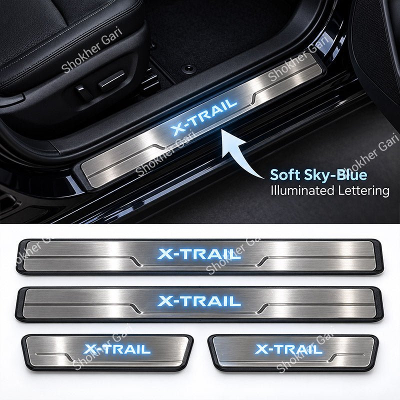 M/Y Car LED Welcome Door Sill Plate Premium Stainless Steel Protector 4pcs set