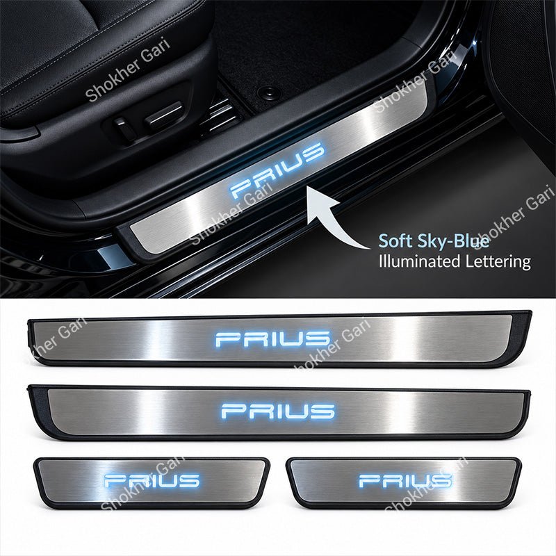 M/Y Car LED Welcome Door Sill Plate Premium Stainless Steel Protector 4pcs set