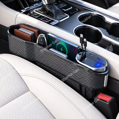 Car Seat Gap Filler Organizer with Wireless Charging Station 1pcs