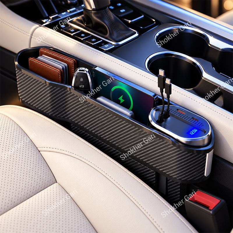 Car Seat Gap Filler Organizer with Wireless Charging Station 1pcs
