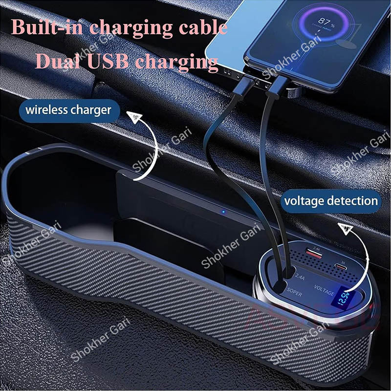 Car Seat Gap Filler Organizer with Wireless Charging Station 1pcs