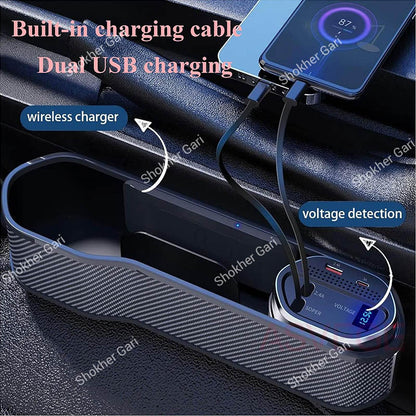 Car Seat Gap Filler Organizer with Wireless Charging Station 1pcs