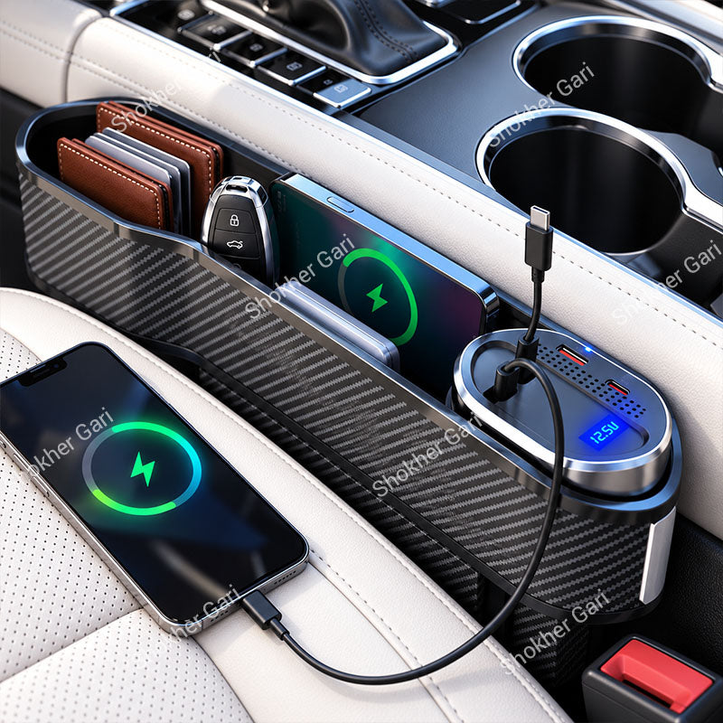 Car Seat Gap Filler Organizer with Wireless Charging Station 1pcs