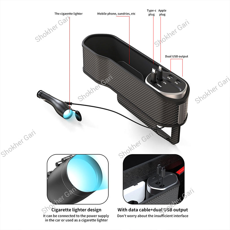 Car Seat Gap Filler Organizer with Wireless Charging Station 1pcs