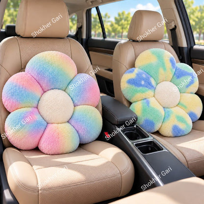 Car Plush Flower Seat Cushion Soft Fluffy Decorative Pillow 2Pcs Set