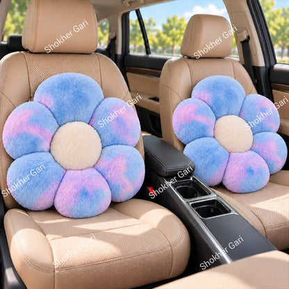 Car Plush Flower Seat Cushion Soft Fluffy Decorative Pillow 2Pcs Set