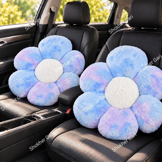 Car Plush Flower Seat Cushion Soft Fluffy Decorative Pillow 2Pcs Set