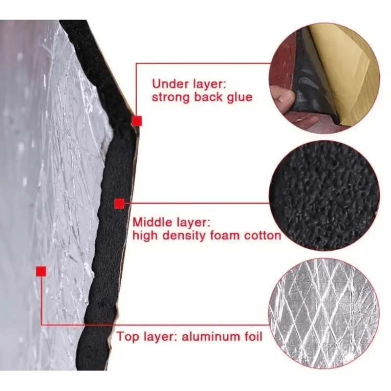 Car Heat and Sound Proofing Insulation Foam - Waterproof &amp; Fire Resistant (140*100 cm))