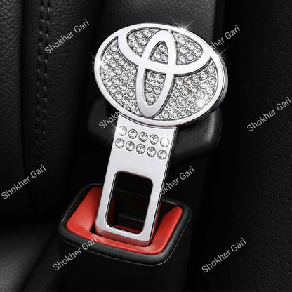 Car Seat Belt Clip Metal Toyota Red With Logo 2 pcs