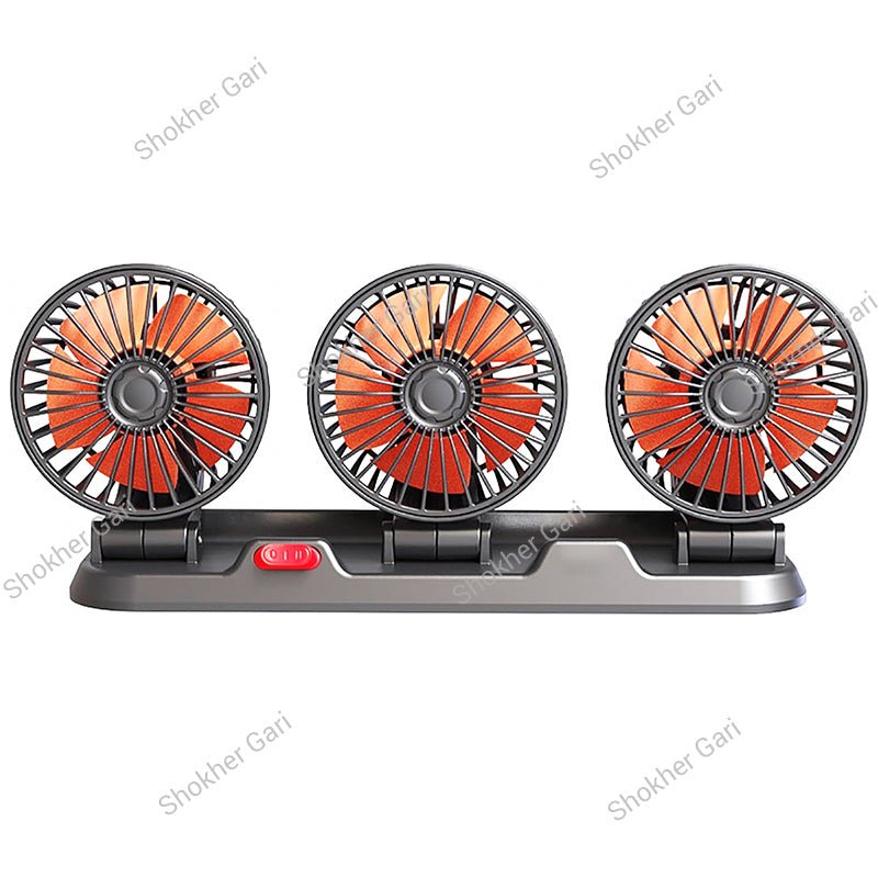 Three Headed Car Cooling Fan - 360 Degree Adjustable Car Cooling Electric Fan