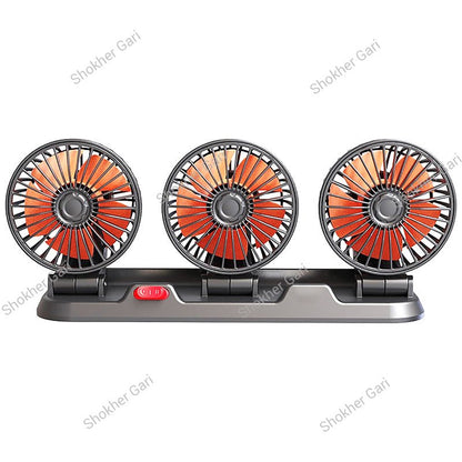 Three Headed Car Cooling Fan - 360 Degree Adjustable Car Cooling Electric Fan