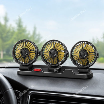 Three Headed Car Cooling Fan - 360 Degree Adjustable Car Cooling Electric Fan