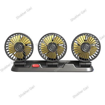 Three Headed Car Cooling Fan - 360 Degree Adjustable Car Cooling Electric Fan