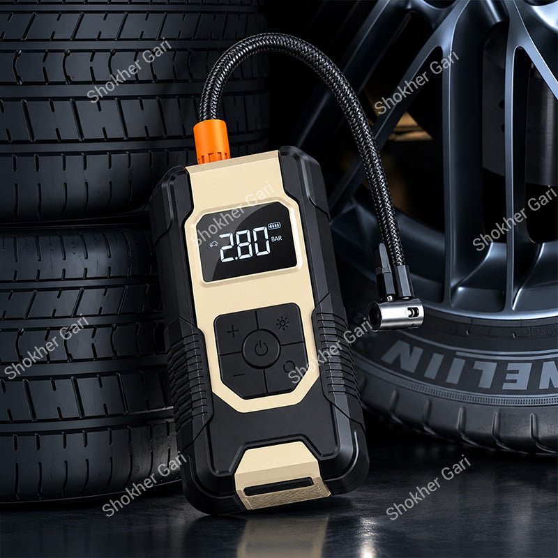 12V Smart Electric Car Tire Pump with Power Bank