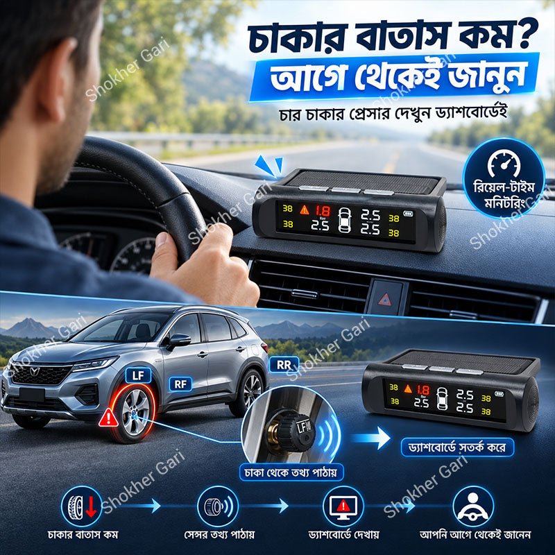 TPMS Car Tire Pressure Monitoring System (Solar Powered)