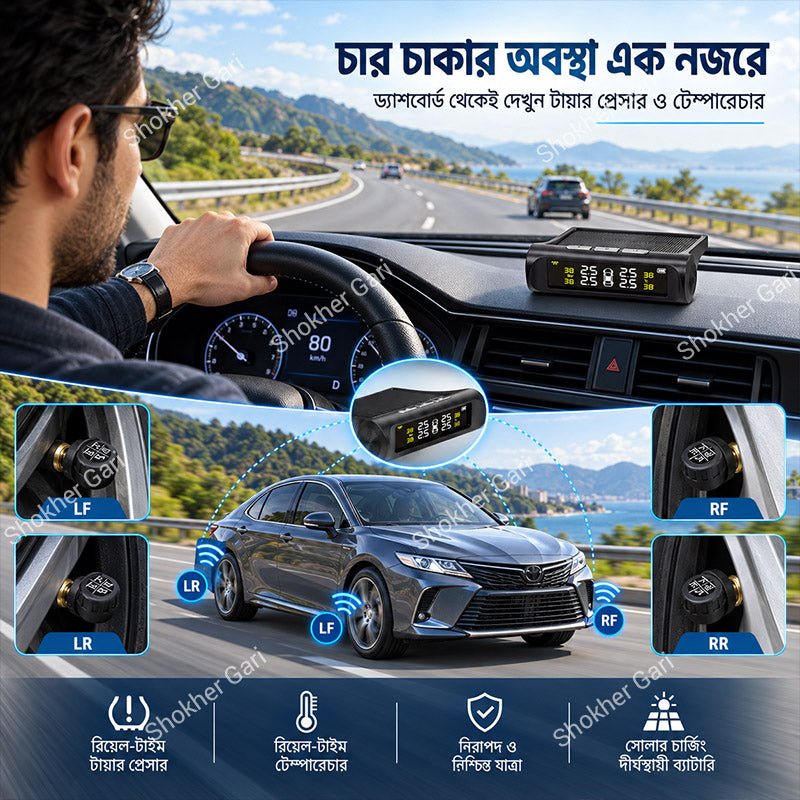TPMS Car Tire Pressure Monitoring System (Solar Powered)