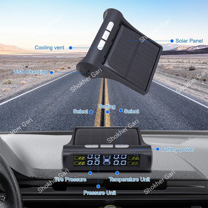 TPMS Car Tire Pressure Monitoring System (Solar Powered)