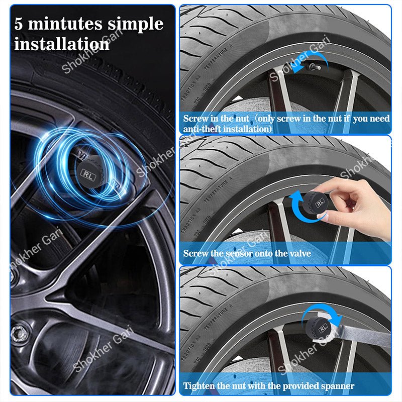 TPMS Car Tire Pressure Monitoring System (Solar Powered)