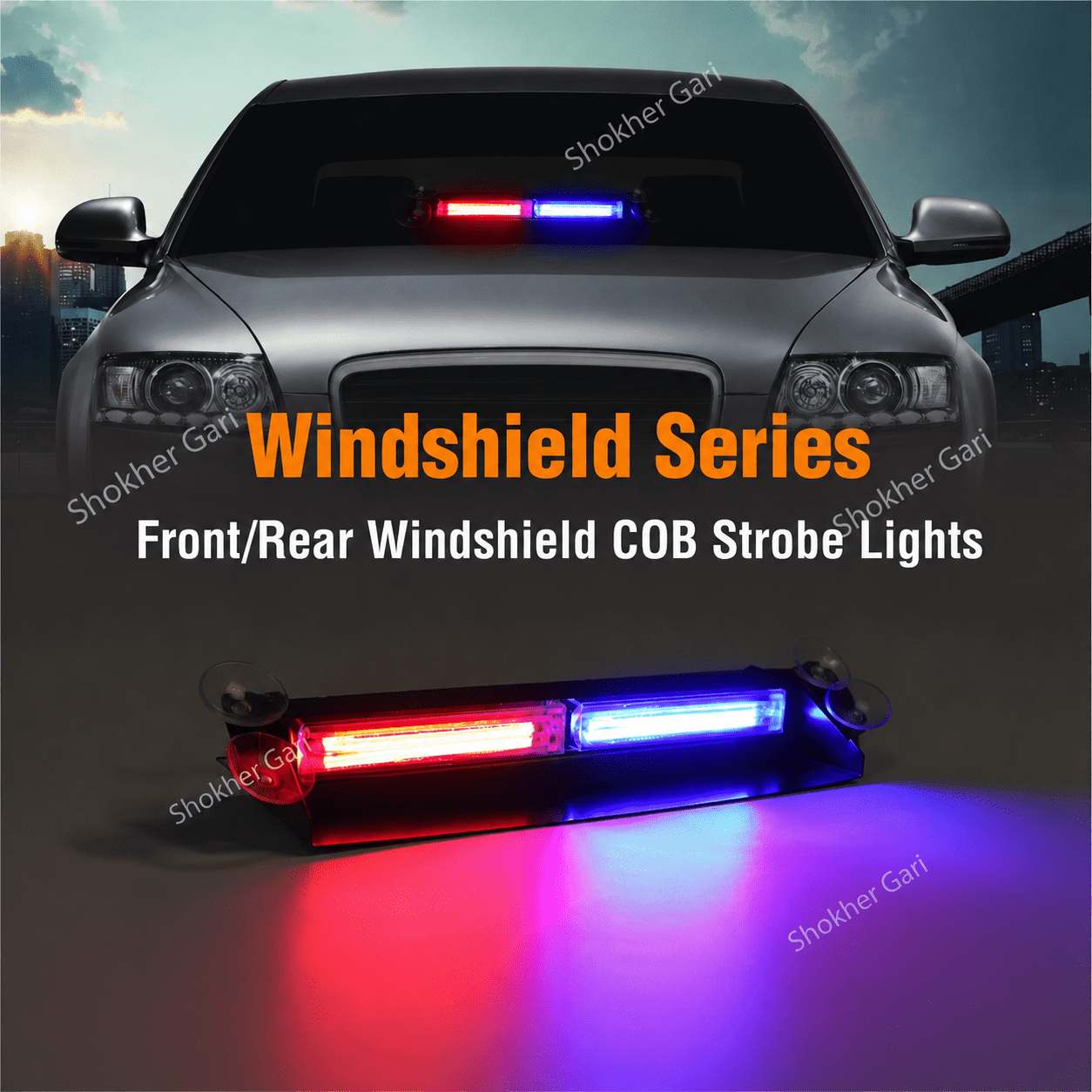 Front/Rear Windshield COB Strobe Lights - Emergency Strobe Dash Lights 12 Inches